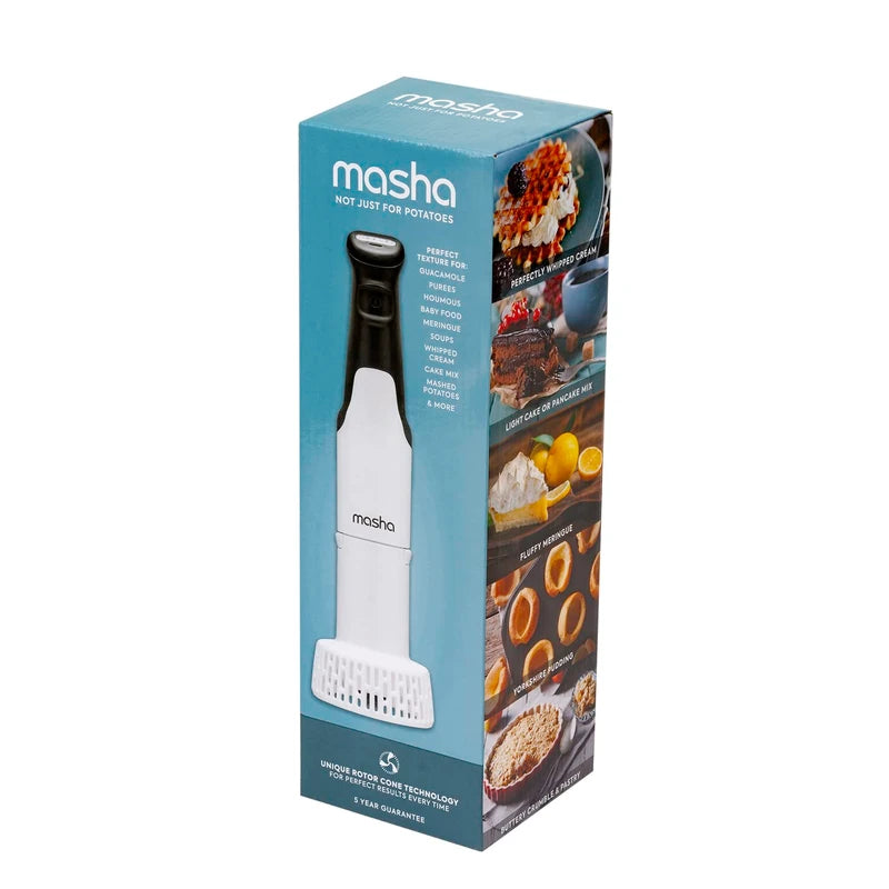 Masha Official Electric Potato Masher Hand Blender 3-in-1 Multi Tool Blends Purees Whisks - Immersion Mixer - Vegetables & Potatoes - Soup Maker