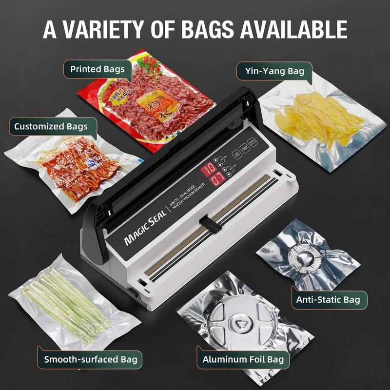 Magic Seal MS175 Vacuum Sealer and 100pcs 8” X 12” Smooth Vacuum Bags Bundle