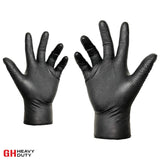 GH Heavy Duty Diamond Textured Nitrile Gloves, All Purpose 6 mil Thick Disposable Gloves, Latex & Powder Free, 100 Pack (Black), Large