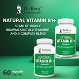 Dr. Berg Nutritionals Dr. Berg Natural Vitamin B1 B6 B12 Complex - Allithiamine Vitamin B1 Supplement with 8 Essential Vitamin B Complex for Men & Women Including Thiamin, Niacin, Folate, Magnesium & More - 60 Capsules