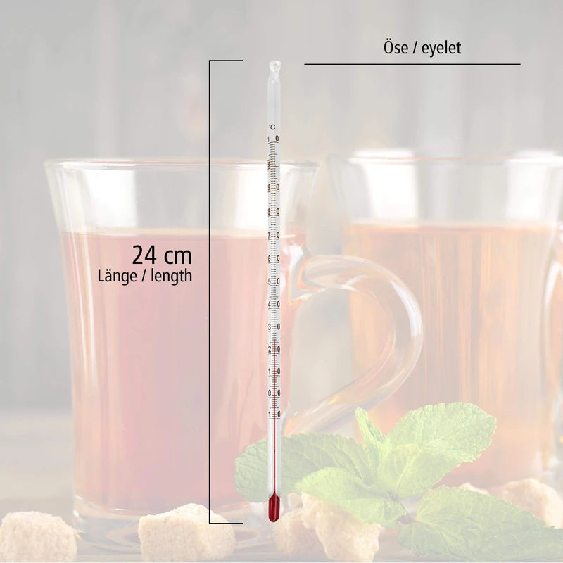 Lantelme Tea Thermometer Glass 24 cm up to Temperature Range up to 110 °C Degrees Analogue for Tea Water Tea Thermometer Also for Green Tea Fruit Tea Herbal Tea and Black Tea Food Tea Preparation