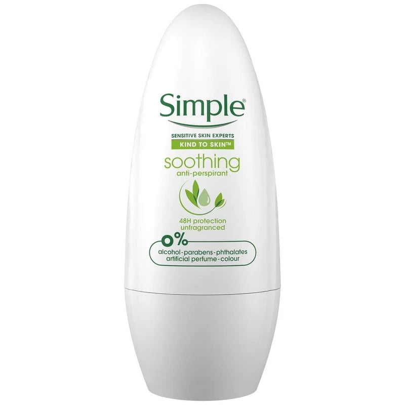 Simple Kind To Skin Soothing Anti-Perspirant Roll On, 50ml
