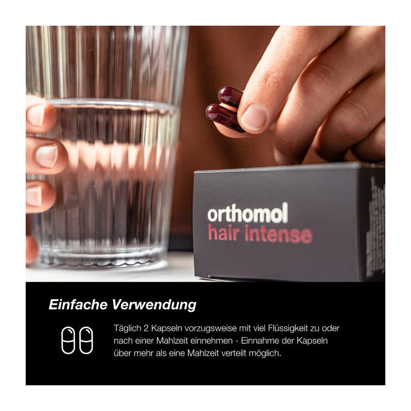 Orthomol Hair Intense - Mikronährstoffe für schönes Haar - mit Biotin, Kupfer und Zink - Kapseln, 60 pcs. Daily portions