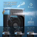 Mini Frost Fan, Portable Air Conditioner AC Cooler Humidifier, Personal Air Cooler With1/2/3 H Timing, 7 Colors LED Light, 3 Wind Speeds and 3 Spray Modes, for Office Home Dorm Travel (White)