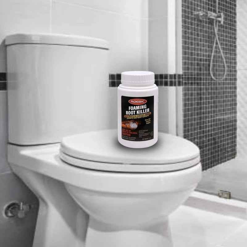 Roebic FRK-1LB Foaming Root Killer: Clear Pipes, Stop New Growth, Safe for All Plumbing - 1lb, White, Granules, Pack of 3