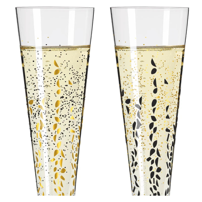Ritzenhoff 6031005 Champagne Glass 200 ml - Goldnacht Duett Series - 2 x Designer Pieces with Real Gold - Made in Germany