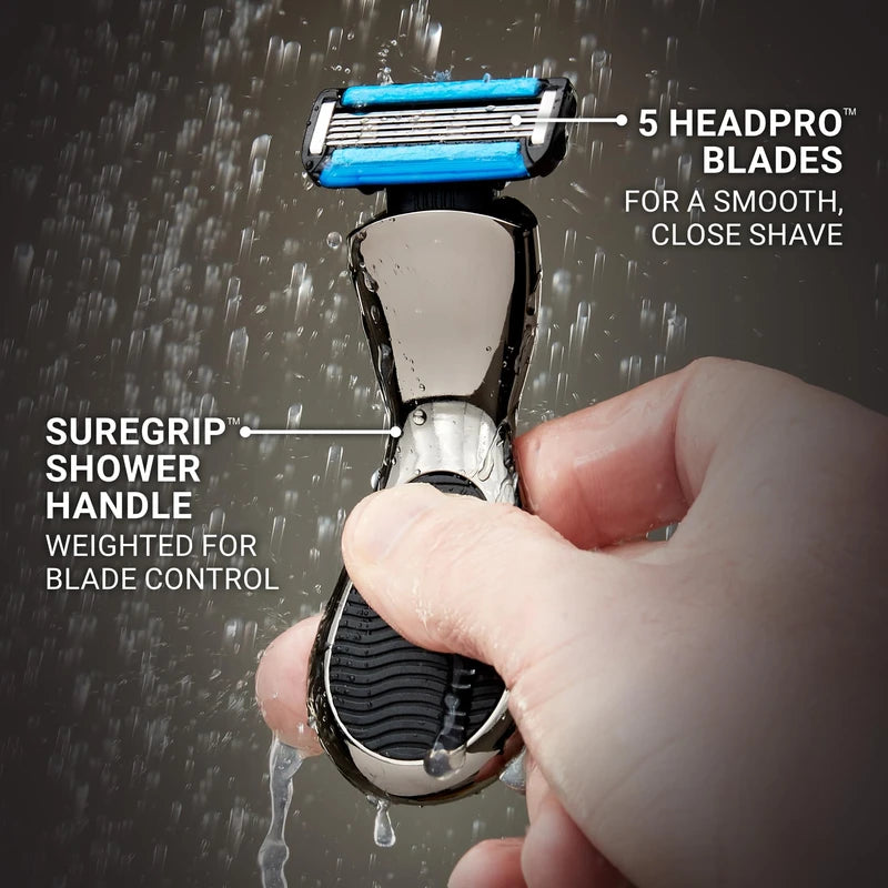 BEARHEAD Head Razor for Men | Skull Shaving Razor for Bald Men | Precision Blades Nick-Free | Sure-Grip Shower Handle | Easy Clean Blades | Travel Case