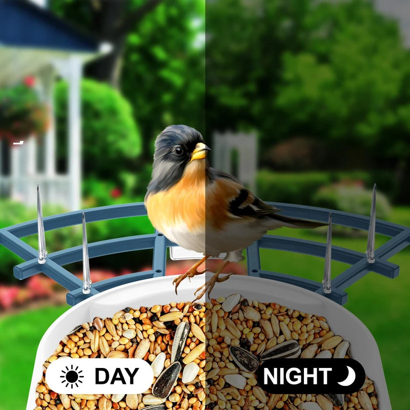 Bird Feeder with Camera,AI Identify Birds Species,Smart Birds Camera with Solar Powered,Auto Record 1080P Birds Video in Backyard,Instant Notifications,Ideal Gifts for Family and Bird Lovers,Navy Blue