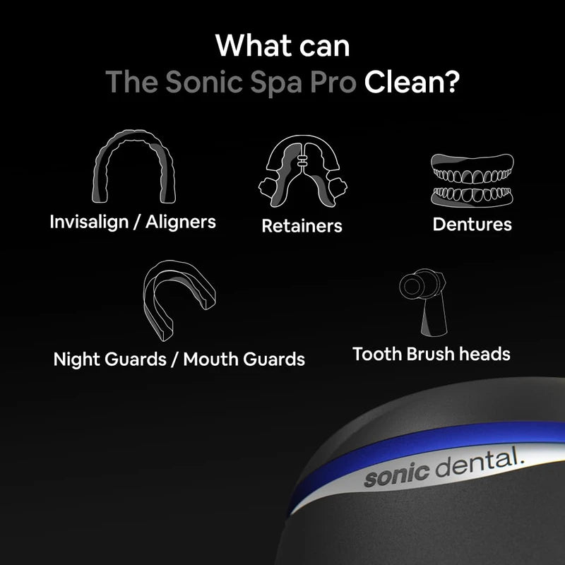Sonic Spa Pro with Steribrite® Ultrasonic & UV-C Cleaner for Dental Appliances (Pearl White)
