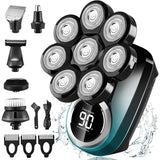 Lovcoyo Bald Razor Men, 8D Upgraded 6-in-1 Bald Razor Men, Waterproof Wet/Dry Razor Men's Electric, Wireless Rechargeable Head Razor Men (Blue)