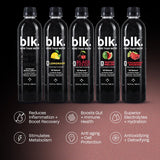 blk. Natural Alkaline Mineral Water Electrolyte Infused with Fulvic and Amino Acids, Zero Sugar Drink, Strawberry Rhubarb Flavored, 1 Liter, Pack of 12