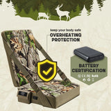 TIDEWE Hunting Seat Cushion Heated with Backrest & Battery Pack, Self-Supporting Water Resistant Hunting Seat for Tree Stand, Warm Portable Seat Pads for Hunting, Camping, Fishing (Next Camo Vista)