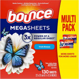 Bounce WrinkleGuard Mega Fabric Softener Dryer Sheets, Wrinkle Release with Outdoor Fresh Scent, 130 ct