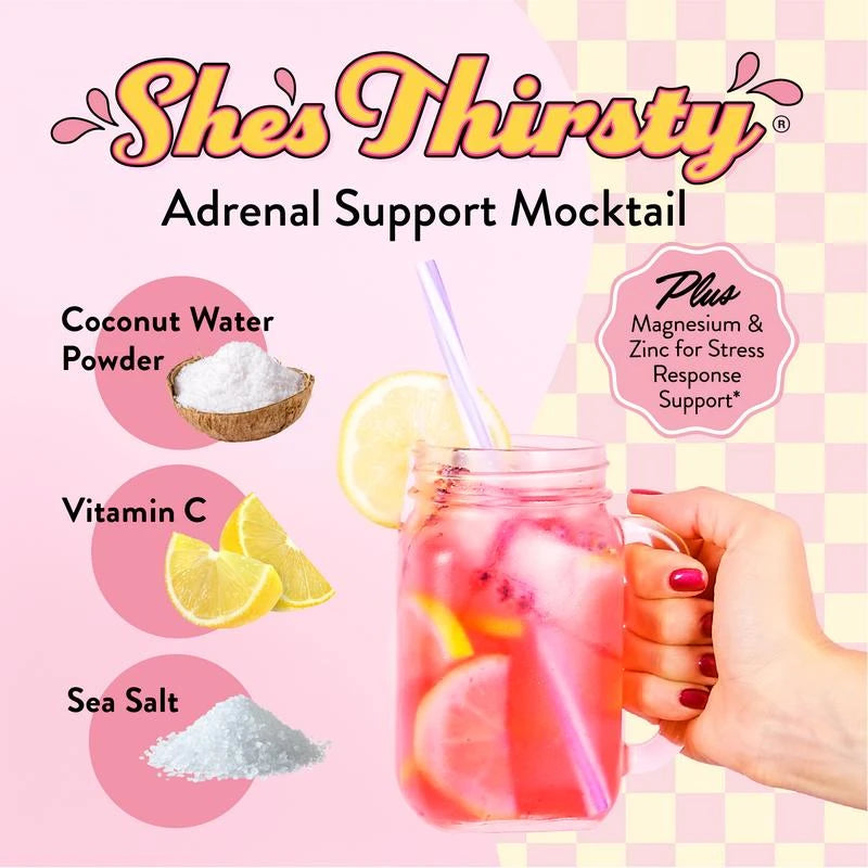 She’s Thirsty Adrenal Cocktail Powder - Legendairy Milk - Coconut Water Electrolytes Mix - No Sugar Added - Strawberry Lemonade - Beverage, Drink