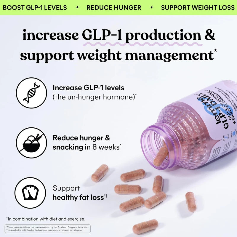 Lemme GLP-1 Daily – Reduce Hunger & Cravings, Boost GLP-1 & Support Weight Management | Clinically Studied Ingredients | 1-Month Supply (60 Capsules)