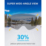 JetBlaze Ski Goggles Unisex OTG Ski Goggles with interchangeable lens and strap for spectacle wearers Snow Goggles Anti Fog Ski Snowboard Goggles Compatible Helmet Spherical Mirrored Silver Lens