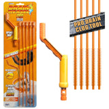 FlexiSnake Pro Drain Weasel Sink Snake Cleaner with New Molded Tip - 18″ - Drain Snake Clog Remover Tool with Rotating Handle & 5 Wand Refills - Easy to Use on Drains & Grates - Made in USA - 5-Pack