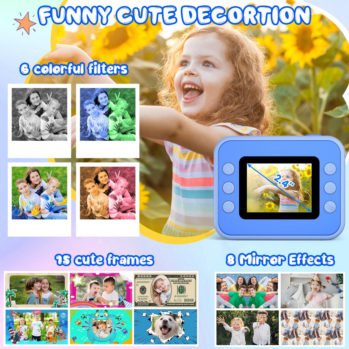 Kids Camera Instant Print, Christmas Birthday Gifts for Girls and Boys