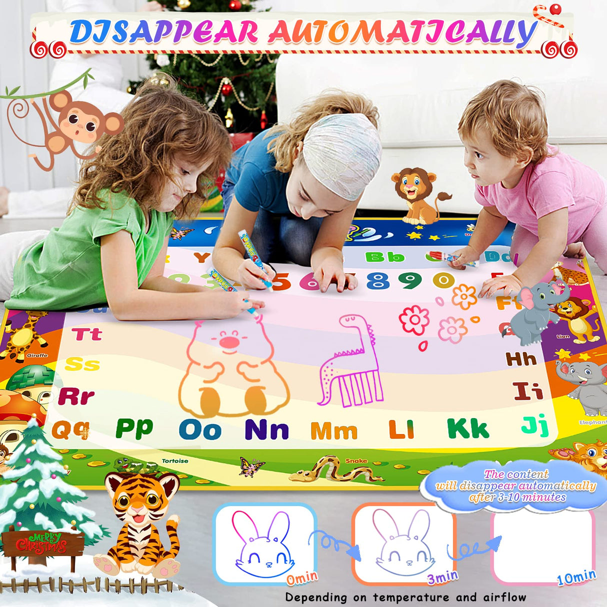 Toddler Toys Water Doodle Mat: 40 X 30 Inch Mess Free Coloring & Drawing Instant Drying Mat - Kids Learning Toys for Girls Age 3-5 Home Educational Activities - Birthday/Christmas Gifts for Girls Boys