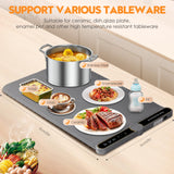 Silicone Warming Mat for Food, Fast Full Surface Heating Electric Warming Tray, 9 Level Temperature Adjustable Warming Kitchen Mat, Roll Up Food Warmer Mat for Countertop, Party, Travel