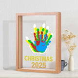 Bixinyo Family Handprint Kit - Baby Hand and Footprint Kit, Adoption Gifts, Family Gifts for New Parents, Christmas, New Mom, DIY Craft Keepsake Wooden Frame, 5 Non-Toxic Paints (Brown)