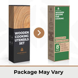 Wooden Utensil Set, 8 Pcs Teak Wooden Spoons for Cooking with Holder