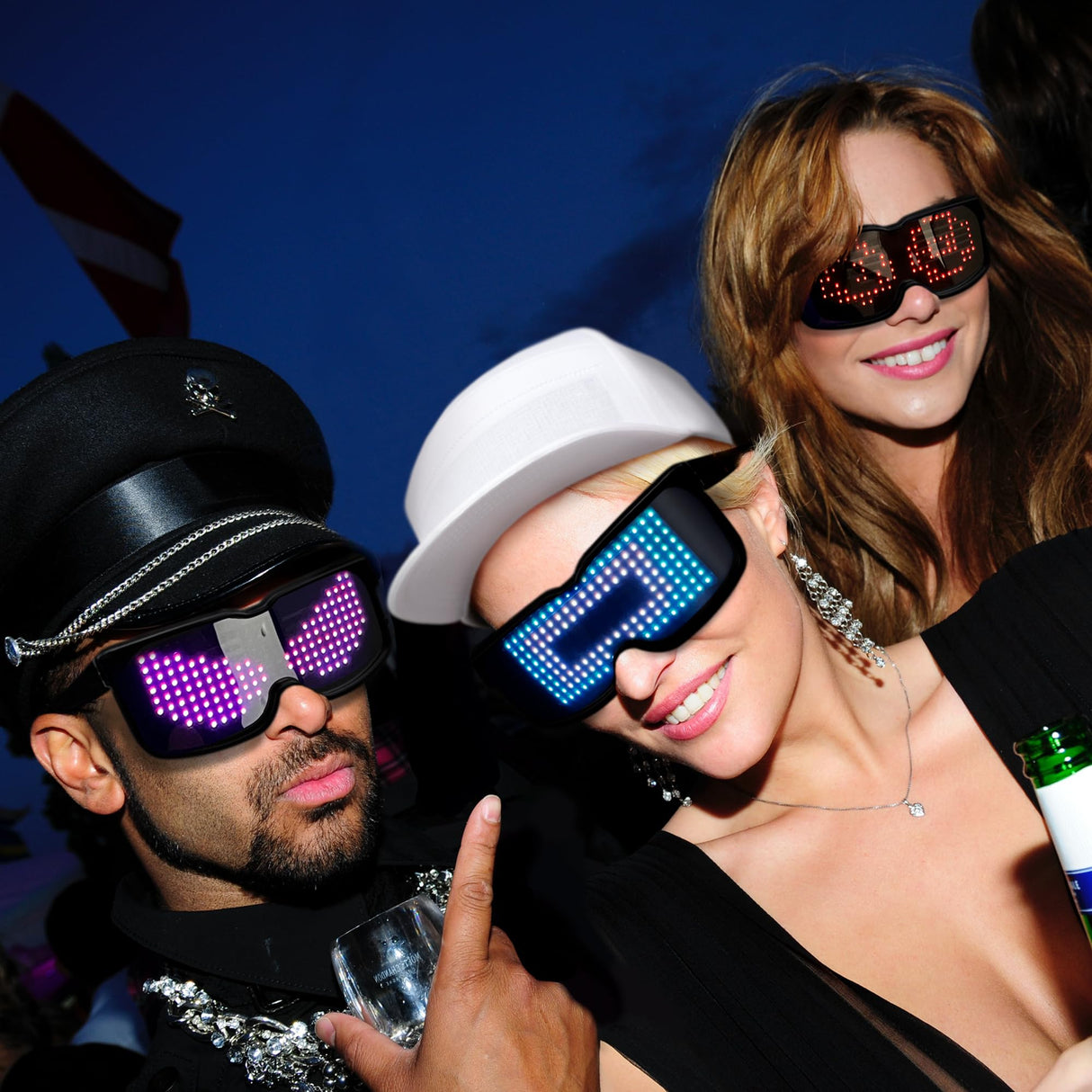 CHEMION LED Glasses for adults, Customizable Bluetooth LED Glasses, Perfect for Christmas, Halloween, and Birthday Parties (Color) (2024 Ver.)