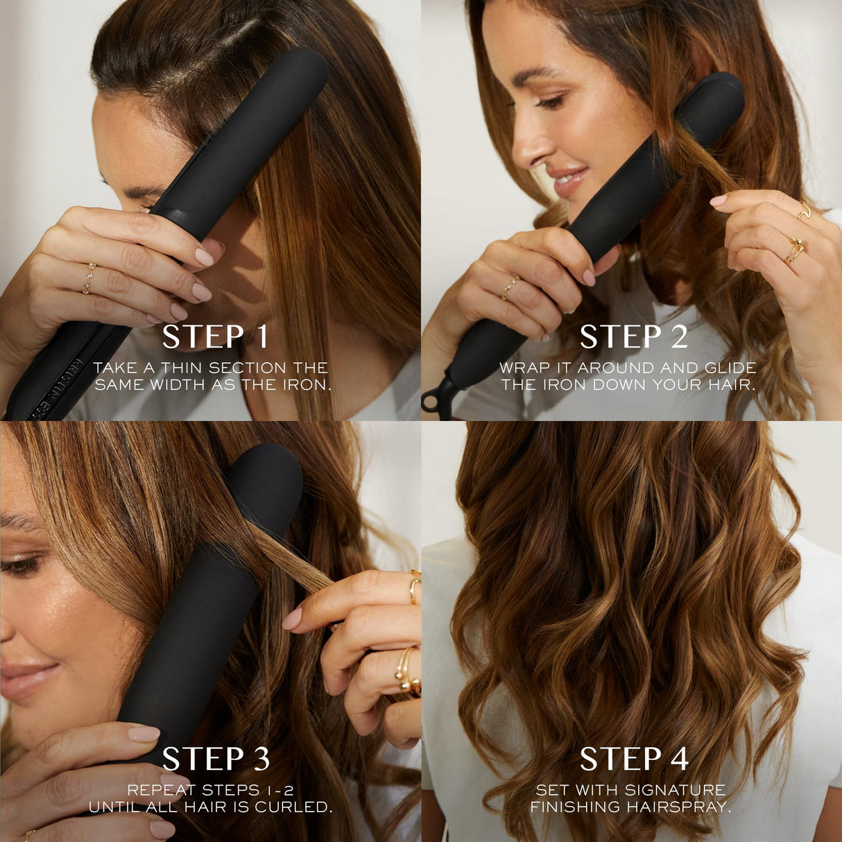 Kristin Ess Hair 3-in-One Ceramic Flat Iron Hair Straightener for Straightening, Waving + Curling, Soft Heat Technology for Smoothing + Frizz Control, Dual Voltage, Auto Shut-Off