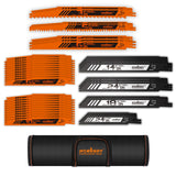HORUSDY 40-Piece Reciprocating Saw Blade Set for Wood & Metal | Includes Pruning, Wet Wood, PVC and Metal Cutting Blades (3-24TPI) | with Storage Pouch for Easy Organization
