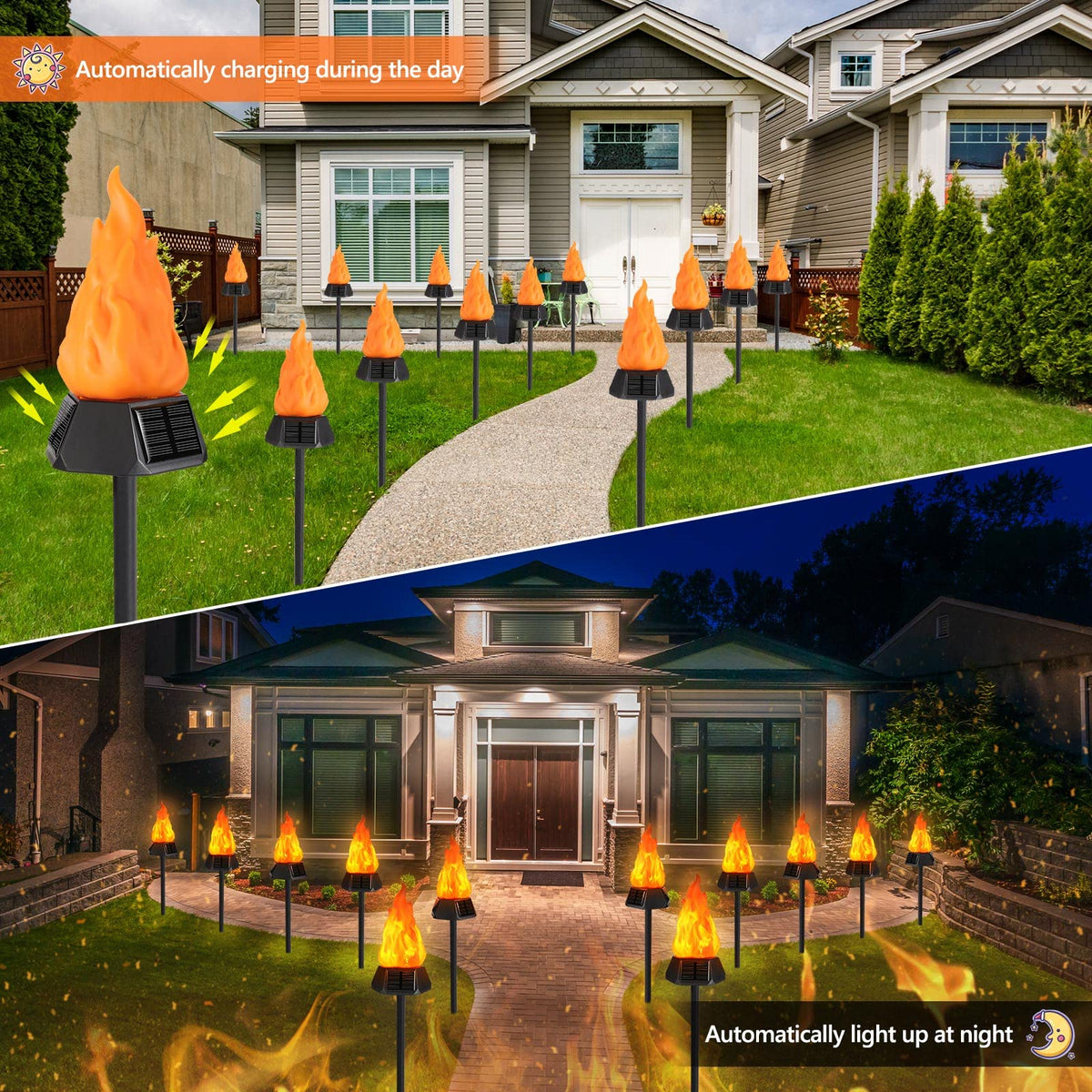 Toodour Solar Halloween Lights Outdoor, 4 Pack Solar Torch Light Waterproof