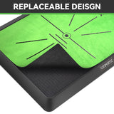 COSPOPTIC Golf Hitting Mat with Swing Path Feedback, Heavy-Duty Rubber Base Anti-Slip Golf Training Mat, Extra Replaceable Surface, Portable Practice Mat for Home Office Garage Yard Indoor Outdoor