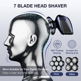 Head Shaver 7D, Wyklaus Head Shavers for Bald Men, Head Electric Razor with Nose Hair Trimmer, Waterproof Wet Dry Mens Grooming Kit (Blue)