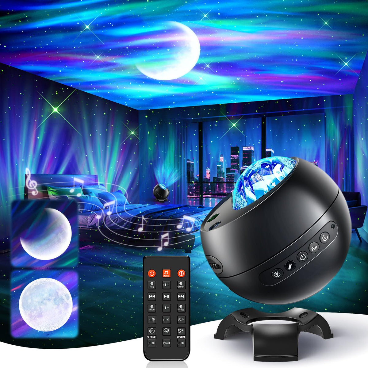 Galaxy Projector for Bedroom, 21Colors Northern Lights,15White Noise&B ...