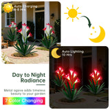 Homight Solar Metal Agave Lily Flower Garden Sculpture with LED Lights 30.3 Inch Waterproof Outdoor/Indoor Yard Decor Handmade Lawn Ornament Gift for Family Friends (2, Grass Green)