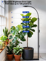 GLOWRIUM Grow Lights for Indoor Plants, Full Spectrum LED Grow Light Floor Lamp with Stand Adjustable Height and Angle, Black Plant Light with 3/9/12H Grow Light Timer (Black, Single Head)