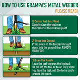 Grampa's Weeder Stand Up Weed Puller Tool with Heavy-Duty Steel Long Handle