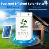ecoCalm Solar Powered Fan 6" with Thermostatic and Battery for Chicken Coop