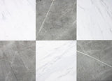 FloorPops x Chris Loves Julia 12-in by 12-in Bonneville Grey & White Marble Peel & Stick Floor Tiles, FP4421