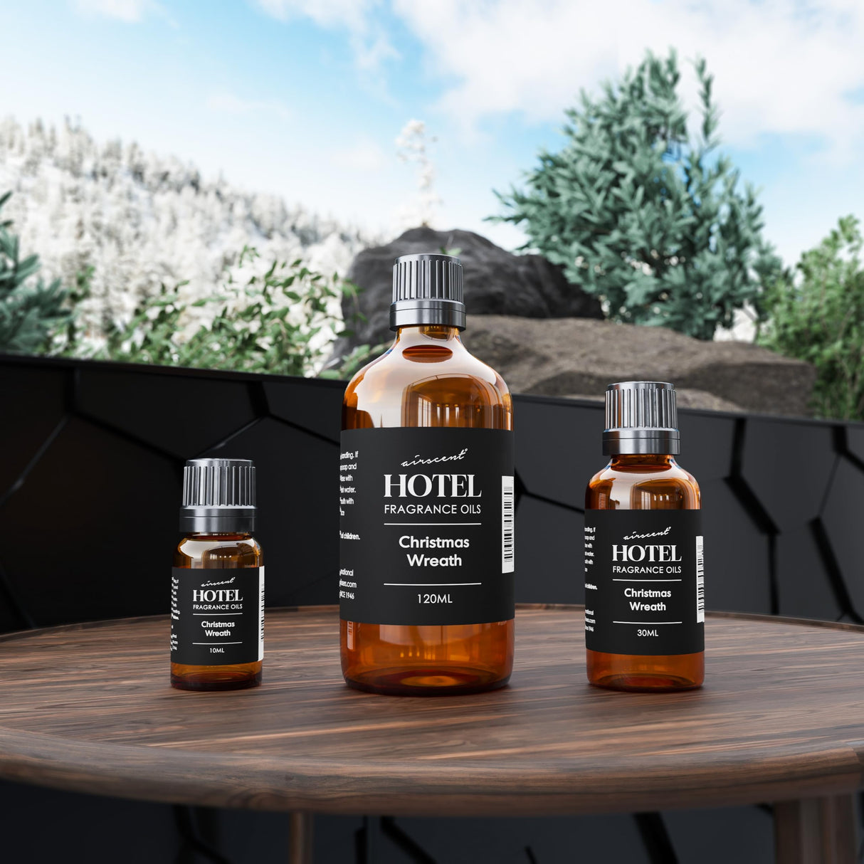 AirScent Christmas Wreath Holiday Diffuser Oil - Premium Holiday Fragrance Oil for Ultrasonic and Waterless Diffusers and Crafting - 120ml, 4 fl oz Glass Dropper Bottle - Balsam Fir Essential Oil