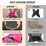 APEXUP Adjustable Weighted Vest, 4-10lb/12-18lb/20-32lb Vest with 6 Ironsand Weights and Large Pocket, Weight Vest for Men Women Strength Training, Running, Walking (4-10lb, Pink)