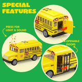 JOYIN 4 Pcs 7" Long Vehicle Toy Set, Toddlers Cars with Lights and Siren Sound, Including Play Police Car, School Bus, Garbage Truck, Ambulance, Birthday Christmas Party Gifts Toys for Boys 3-5