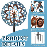 360° Wind Spinners Outdoor, Wind Sculptures Windmill with Metal Stake, 63.2" Kinetic Large Metal Yard Art Decor Spinners Pinwheels for Garden Outside Patio Lawn