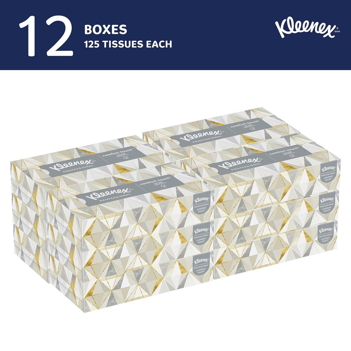 Kleenex Professional Facial Tissue, Bulk (03076), 2-Ply, White, Flat Boxed Format, Designed for Business, Convenience Size (125 Tissues/Box, 12 Boxes, 1,500 Sheets/Case)