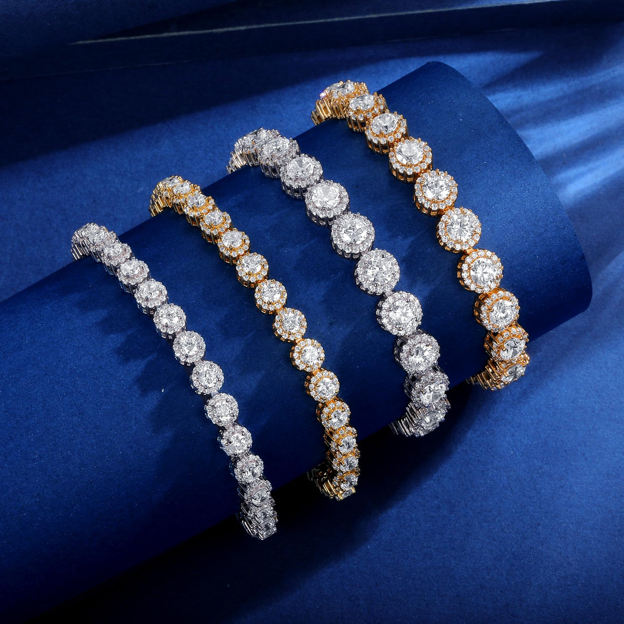 Gemsme Tennis Bracelet for Women 1 Row 18K White Gold Plated 5mm Round Cubic Zirconia Bracelets