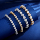 Gemsme Tennis Bracelet for Women 1 Row 18K White Gold Plated 5mm Round Cubic Zirconia Bracelets