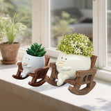 Smiley Face Planter Pot, Cute Coffee Plant Pots for Indoor Outdoor,Unique Rocking Chair Plant Pot for Succulents Plants Live with Drainage Hole,Gift IdeaI for Mother and Appreciation Christmas (Large)