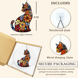 Cat Stained Glass Suncatcher Window, Hanging Sun Catchers Indoor Window, Suncatcher for Mom/Women (Black Cat)