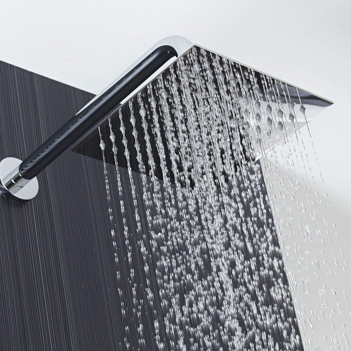 Voolan Rain Shower Head - High Flow Large Rainfall Shower Heads Made of Stainless Steel - Waterfall Bathroom Square Showerhead - Ceiling or Wall Mount (12" Brushed Nickel)