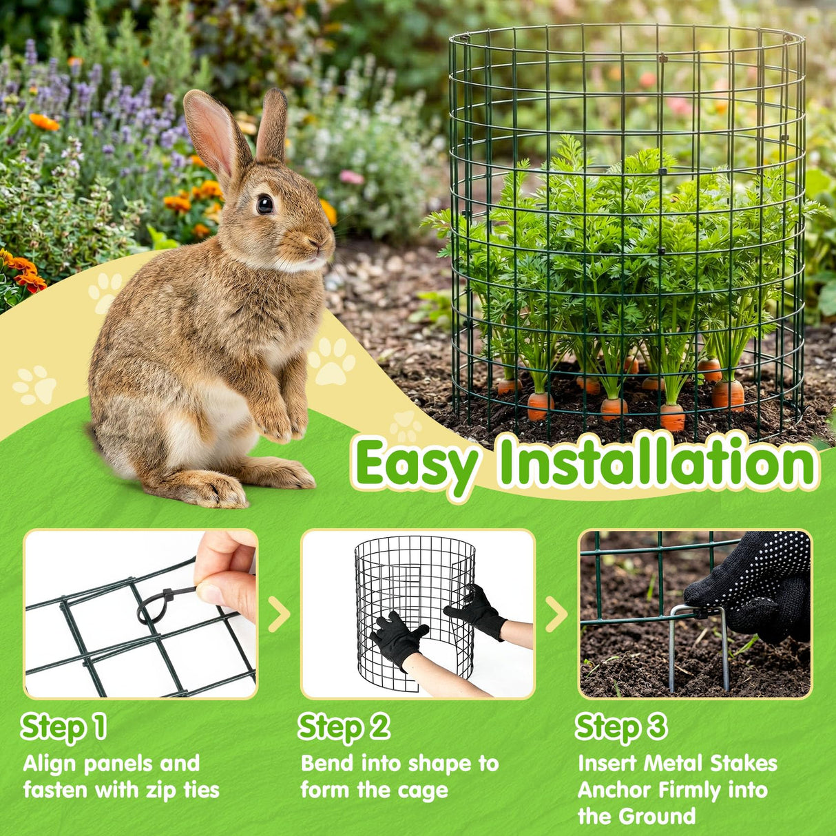 10 Pack Round Plant Protector from Animals – 30pcs 12" × 12" Metal Wire Mesh Garden Plant Cages Wire Plant Covers Pre-Bent Metal Mesh for Seedling Raised Bed Garden Protection for Vegetables Flower