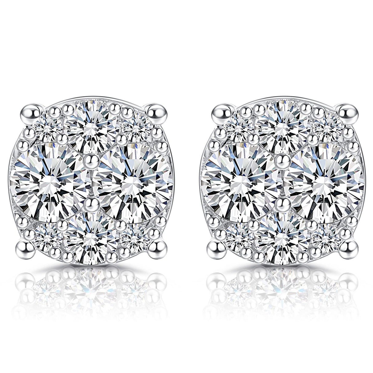 GEMQUEEN Moissanite Earrings Studs 925 Sterling Silver 0.5CT